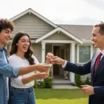 Young couple reviewing documents for home purchase